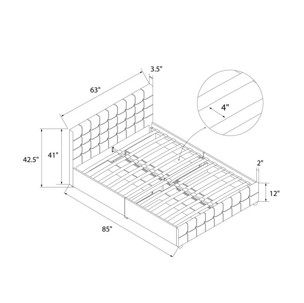 CosmoLiving by Cosmopolitan Elizabeth Tufted Upholstered Low Profile Storage Platform Bed Reviews Wayfair Canada
